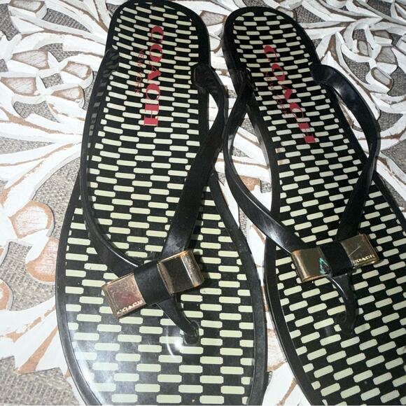 Coach Bow Toe Flip Flop Sandals Shoes Women’s 9 - Picture 2 of 9